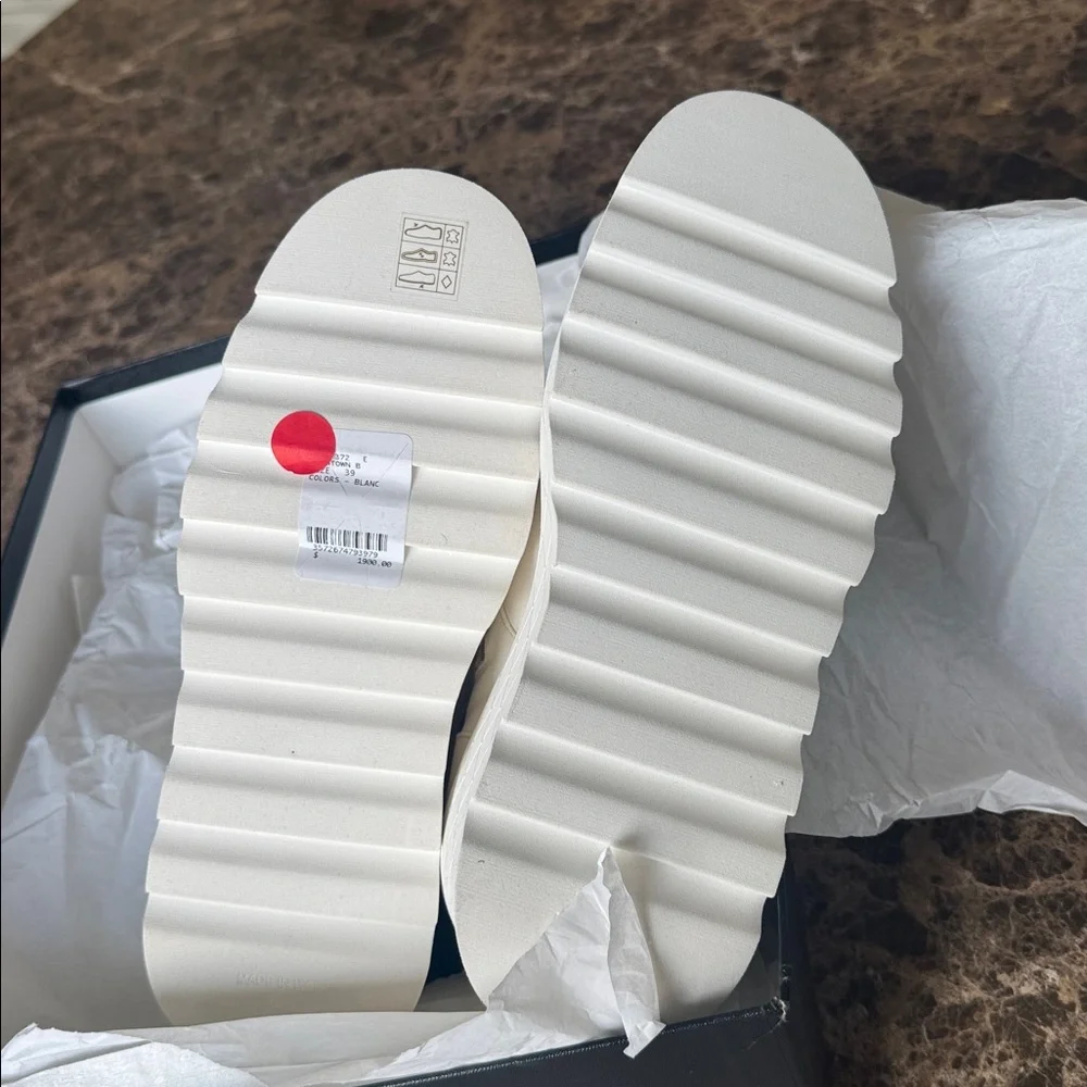 Chanel 24c white lambskin quilted wedge combat boot bootie sz 39